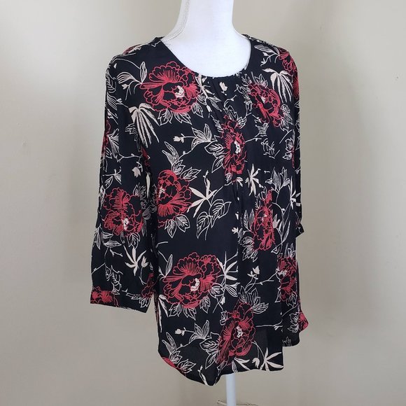 Deby Debo Saphir Floral Print Blouse Black Size Small - Picture 3 of 13